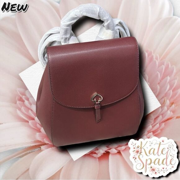 New NWT Kate Spade Adel Medium Flap Backpack Bag – Cherrywood - Picture 2 of 12